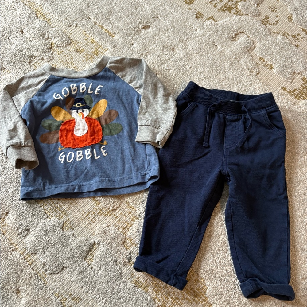 Blue and Gray Thanksgiving Outfit